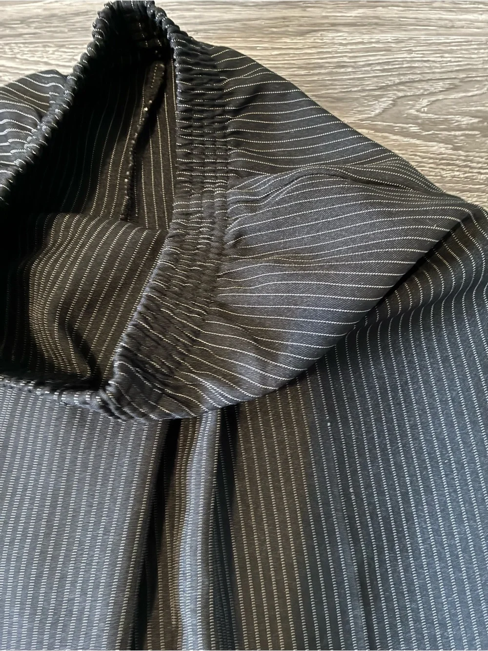 Boys Black Pinstripe Elastic-Waist Trousers